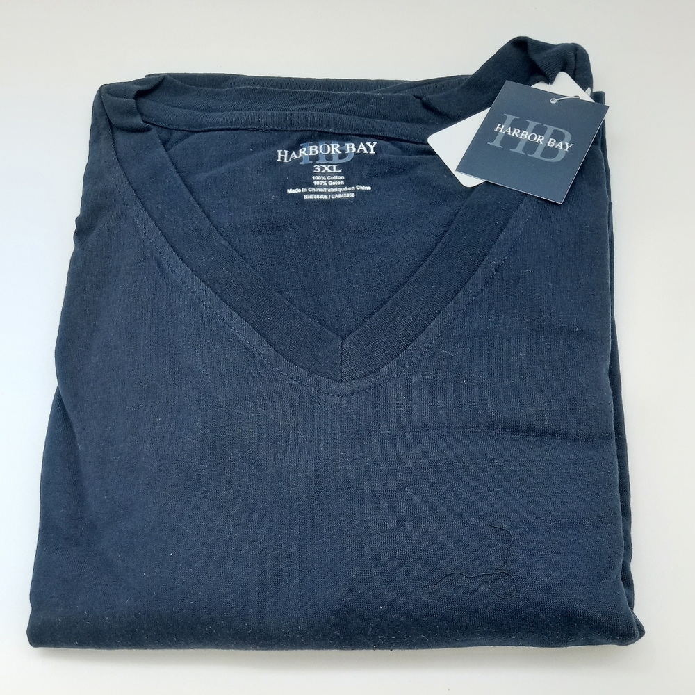 DXL Navy Blue Harbor Bay V Neck Sleep Shirt / T-shirt XXL to 5XL NIB